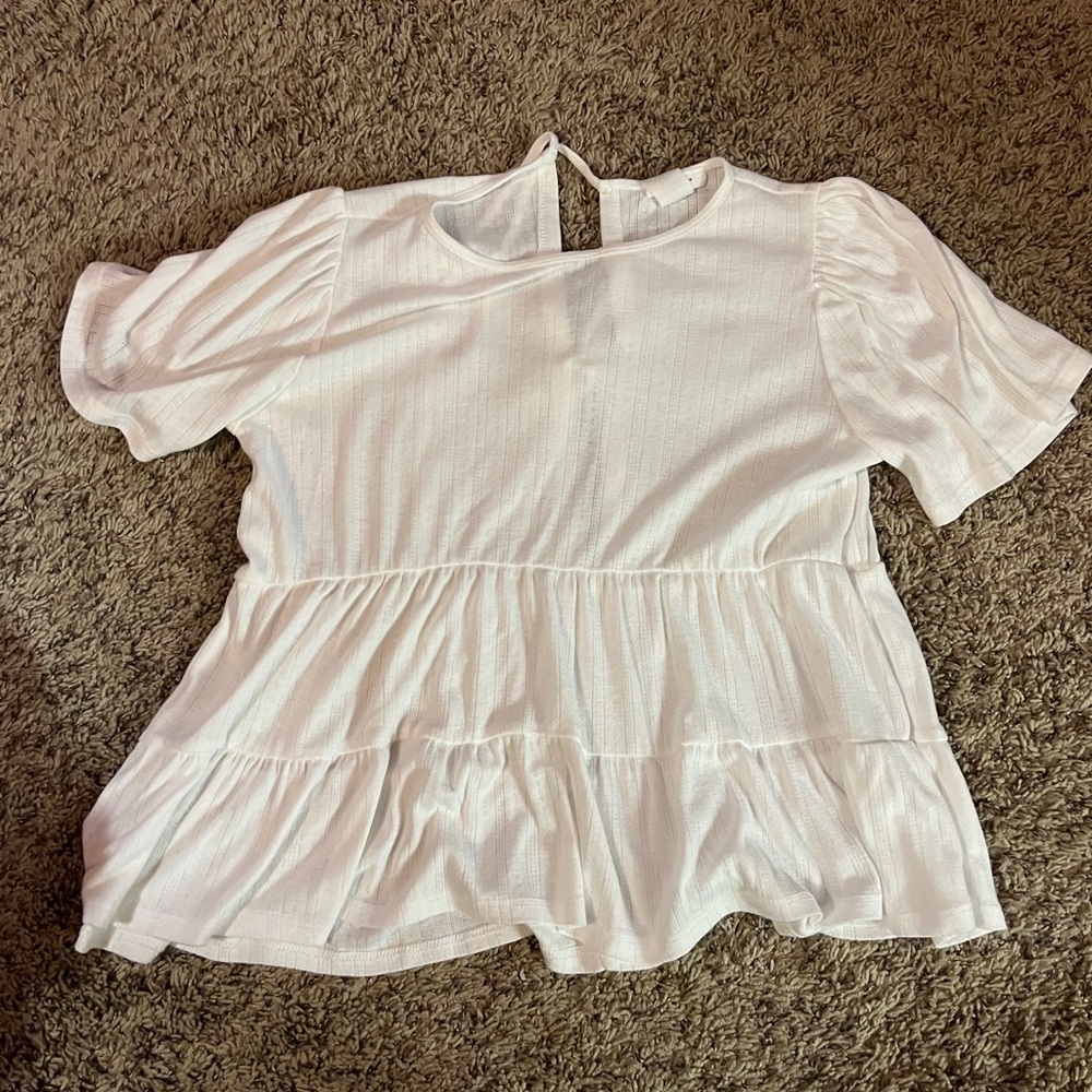 Cute White Paneled Tee